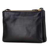 セリーヌ トリオ ラージ 斜め掛け ショルダーバッグ ブラック ゴールド金具 レザー レディース CELINE 【中古】